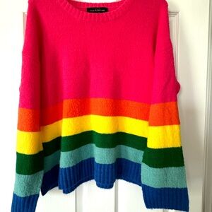NWT Love At First Find Super Soft Rainbow Crew Neck Sweater Size XL